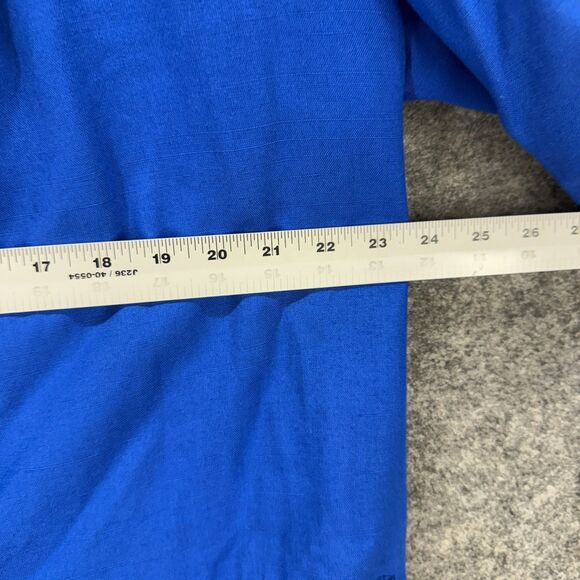 Preston & York Blazer Women 14 Blue One Button Collared Long Sleeve Linen - Picture 4 of 6